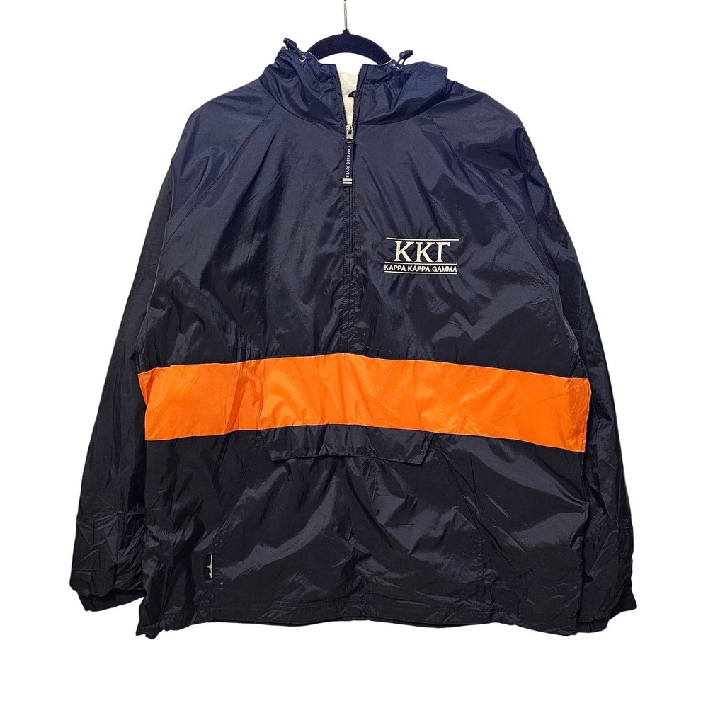 Charles River Kappa Kappa Gamma Navy Orange Quarter Zip Windbreaker Jacket XL‎
